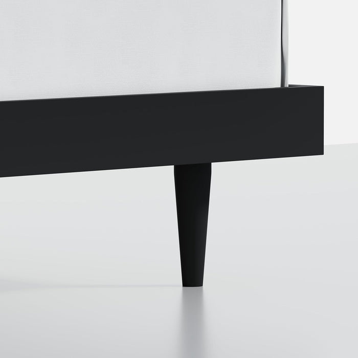 Modern Solid Wood Platform Bed with Adjustable Headboard with Cushion – No Box Spring Needed,Fast Assembly – Full Size in Black