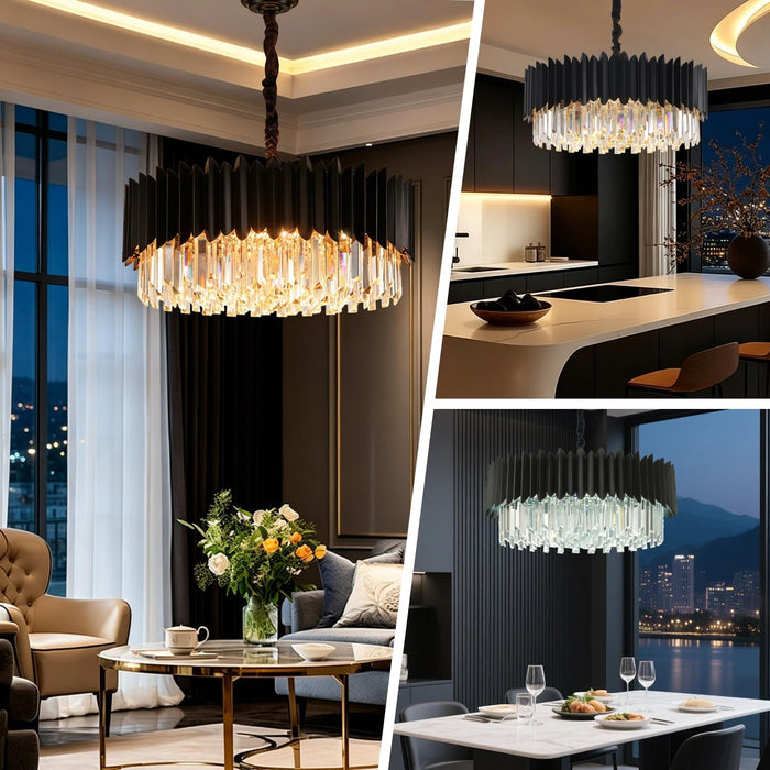 Premium Elegant Black 24 Inches Crystal Chandeliers