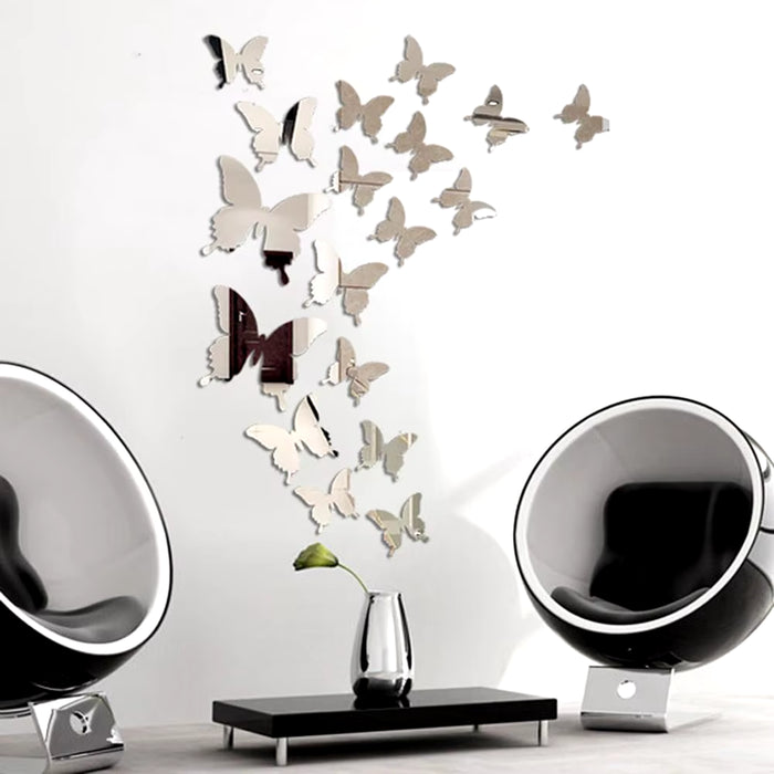 12Pcs/Lot 3D Butterfly Mirror Wall Sticker Decal Wall Art Removable Wedding Decoration Kids Room Decoration Sticker