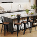 24" Swivel Metal Bar Stools Set of 4, High Back Counter Height Barstools Industrial Dining Bar Chairs with Large Wooden Seat-Matte Black