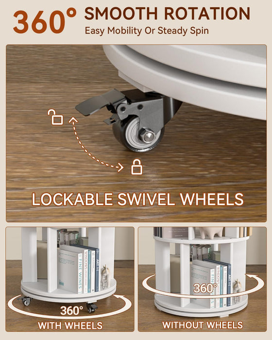 Four Tier Solid Wood Rotating IndustrialGrade Bookshelf