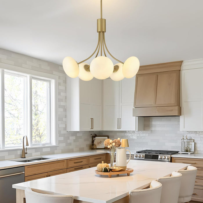 Mid Century Modern Chandelier,G9 Gold Vintage Chandelier Modern 5-Light