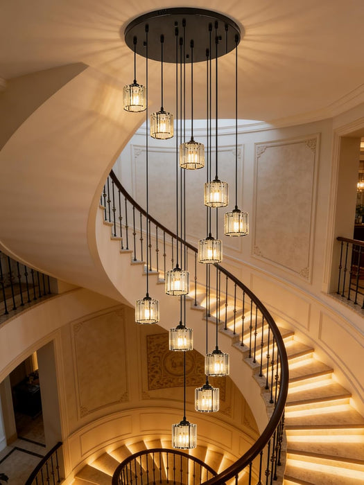 Matte Black Crystal Pendant Chandelier Lighting Fixture