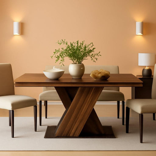 55-Inch Farmhouse Dining Table for 4, Rectangle Rustic Brown Kitchen Dining Room Table, Wooden Dinner Table for Small Spaces, Dining Room