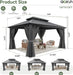 12Ft X 16Ft Hardtop Gazebo, Aluminum Metal Outdoor Gazebo with Breathable Netting and Curtains, Galvanized Steel Double Top, Permanent Patio Pavilion for Backyard, Wedding, Party