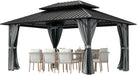 12x16 Grey Aluminum Gazebo With Weatherproof Roofing