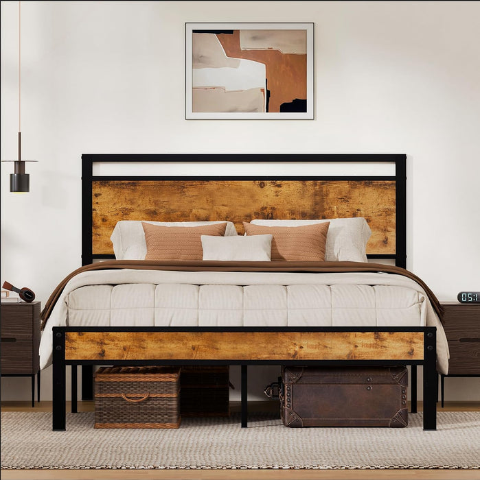 Easy Assembly Queen Bed Frame & Headboard Footboard,Underbed Storage