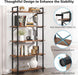5 Tier Bookshelf, Industrial Etagere Bookcase with Heavy-Duty Metal Frame, Rustic Tall Book Shelf Unit for Living Room, Study, Home Office (1, Rustic)