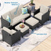 Patio Furniture Set - Outdoor Patio Furniture Sets, Patio Sectional Furniture Set, 5 Piece Patio Furniture Sets, Patio Conversation Sets, Black Wicker Patio Furniture with off White Cushions