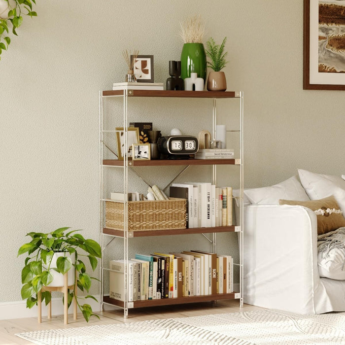 4-Tier Industrial Bookshelf, Storage Bookcase for Living Room, Bedroom, Home Office, and Kitchen, 11.81"X31.5"X51.18" Inches (Walnut, 4T32IN)