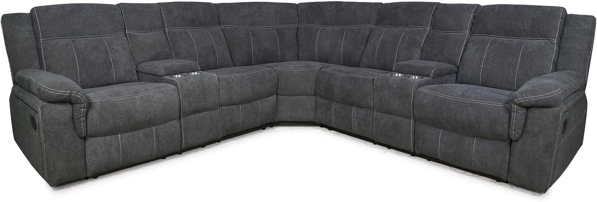 Modern Sectional Sofa Manual Recliner, Grey Fabric