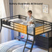 Bunk Bed Twin over Twin with 4 Storage Drawers & Shelves & Bedside Caddy, Twin Bunk Beds with Charging Station & LED Lights, Metal Loft Bed with Safety Guardrail & Angled Ladder, Black & Grey