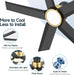52 Inch Ceiling Fans with Lights, Large Air Volume Ceiling Fans with Reversible Quiet DC Motor and Remote（Black-Gold）