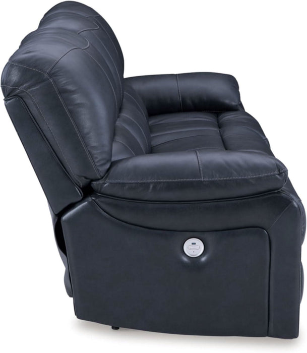 Leesworth Modern Power Reclining Sofa with USB Charging Ports, Blue