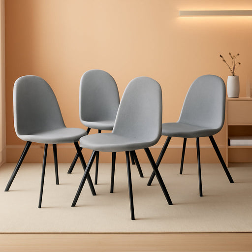 Dining Chairs Swivel Set of 4, Fabric Accent Side Chair Armelss Mid Back with Padded Rotated Seat Cushion and Metal Legs for Kitchen, Dining Room, Living Room, Bedroom, Slubbed Grey