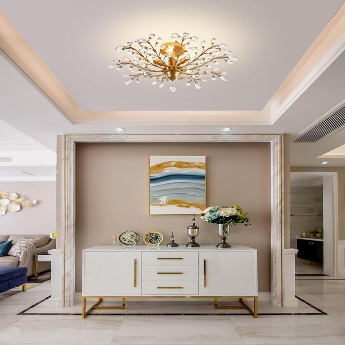 Crystal Chandelier 31in Diameter Brushed Gold Finish