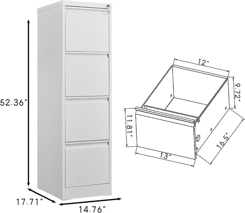4 Drawer File Cabinet with Lock Steel Vertical Filing Cabinet