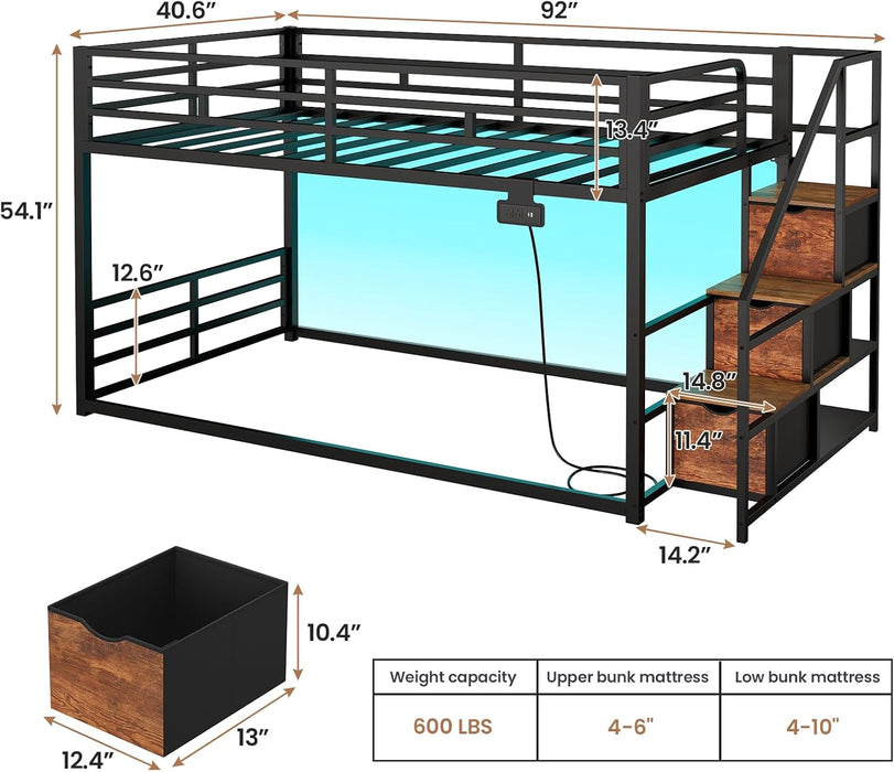 Black Premium SpaceSaving Functionality Twin Bunk Bed