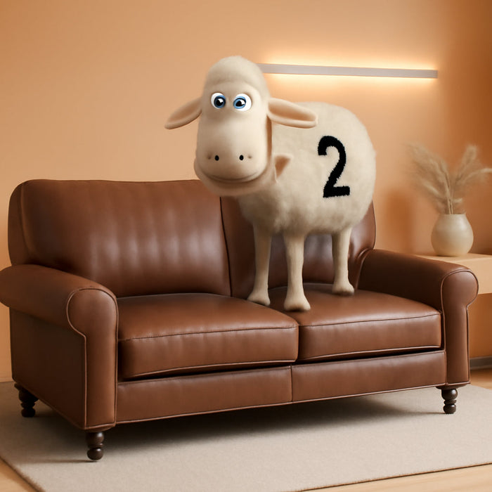 Copenhagen Rolled Arm, Durable Bonded Leather, Soft Pillow Back, Pocket Coil Seat Cushions, Loveseat or Couch for Small Spaces, Living Rooms or Bedrooms, 73" Sofa, Chestnut Brown