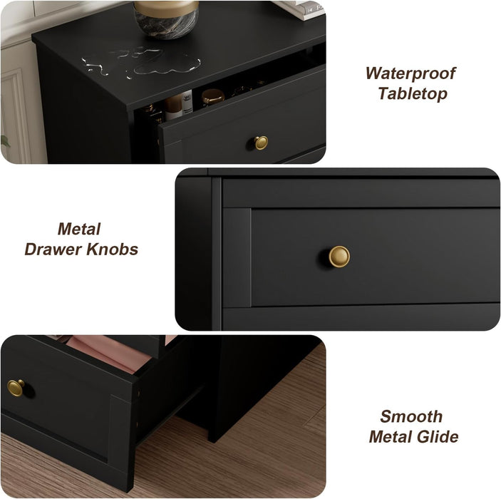 8 Drawer Double Dresser for Bedroom, 55.1" Wide Black Dressers & Chests of Drawers with Large Capacity Storage,White Dresser for Bedroom, Hallway