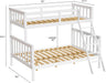 Convertible Twin over Full Bunk Bed for Kids Children Teens Adults, Solid Wood Bunk Bed Frame with Ladder and Guard Rail Space Saving Beds Frames for Bedroom (Mattress Not Included)