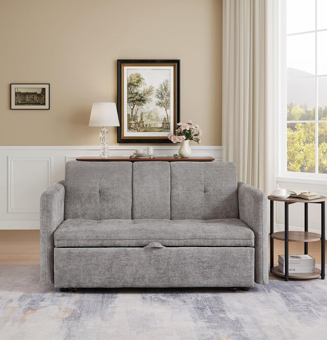 57Inch Convertible Sofa Bed With USBChargingPorts Grey