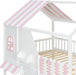 Full-Size House-Bunk Bed With Pink StorageCompartments