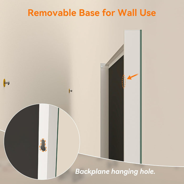 67" X 40" Large Full Length Rolling Mirror with Wheels, White