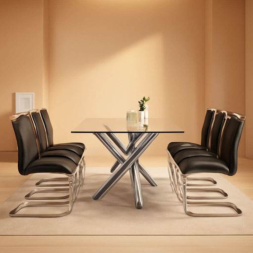 Modern High-Back Faux Leather Dining Chairs, Set of 4, Black