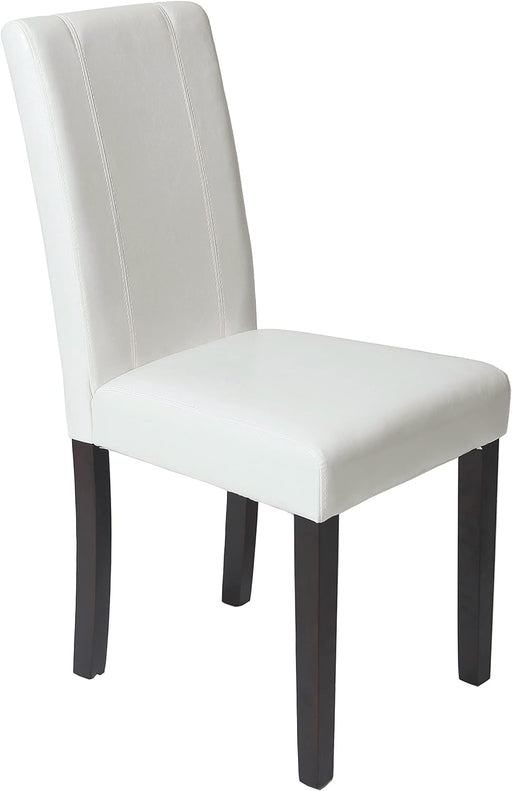 Urban Style Solid Wood Leatherette Padded Parson Chair, Off-White, Set of 2