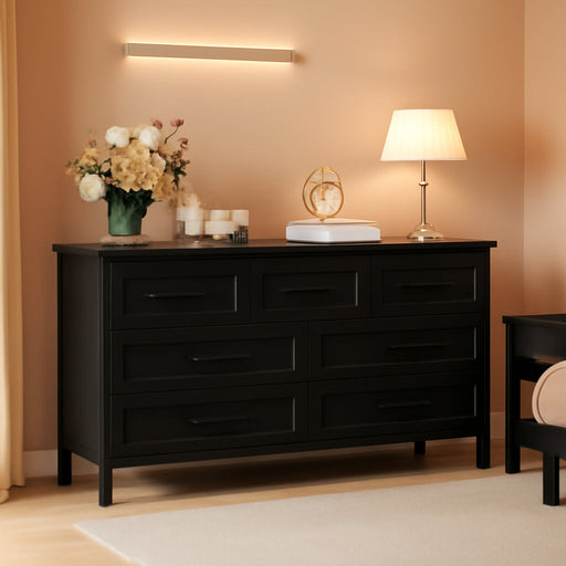 Black Seven Drawer Dresser For Bedroom Organization