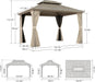 10x12 Outdoor Gazebo Aluminum Champagne Hardtop Curtains