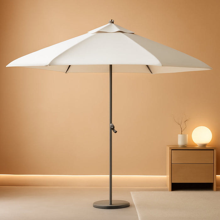 CROWN SHADES 9 Ft Patio Umbrella with Auto-Tilt & Olefin Fabric - Patented 45°Edge Connection Wind Resistant Outdoor Umbrella for Table, Pool, Beach, Effortless Crank System
