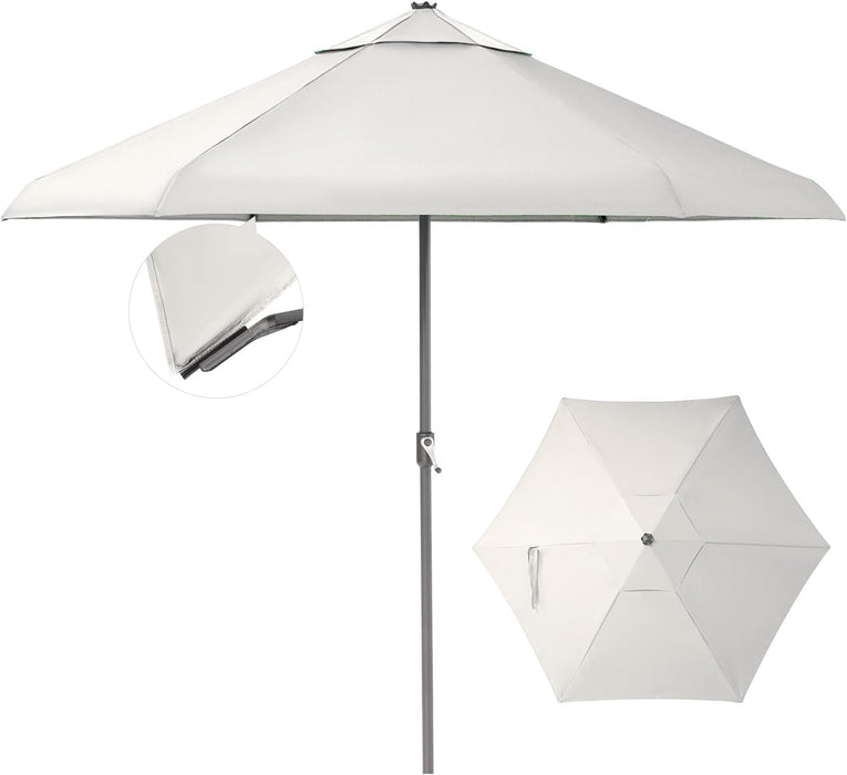 CROWN SHADES 9 Ft Patio Umbrella with Auto-Tilt & Olefin Fabric - Patented 45°Edge Connection Wind Resistant Outdoor Umbrella for Table, Pool, Beach, Effortless Crank System