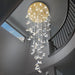 H138 High Ceiling Chandelier - Modern Crystal Raindrop Large Chandelier for Staircase Foyer Entryway Living Room - Dimmable 3000-6000K