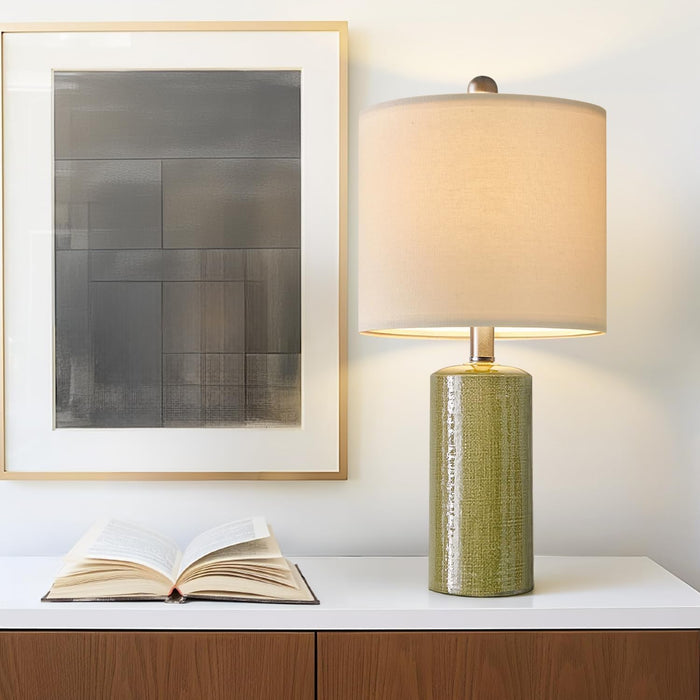 Industrial Green Ceramic Nightstand Table Lamp Modern