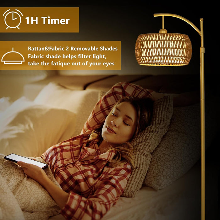 Arc Floor Lamp Timeless BrassFinish Remote Dimmable
