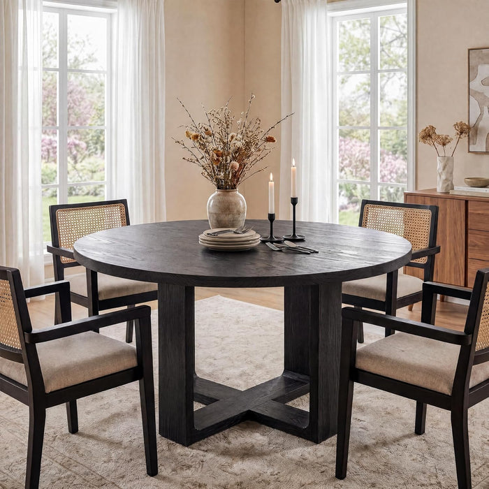 Round Dining Table 47.24 Black Luxurious SolidWood