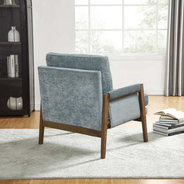 Blue Mid Century Modern Accent Armchair Upholstered