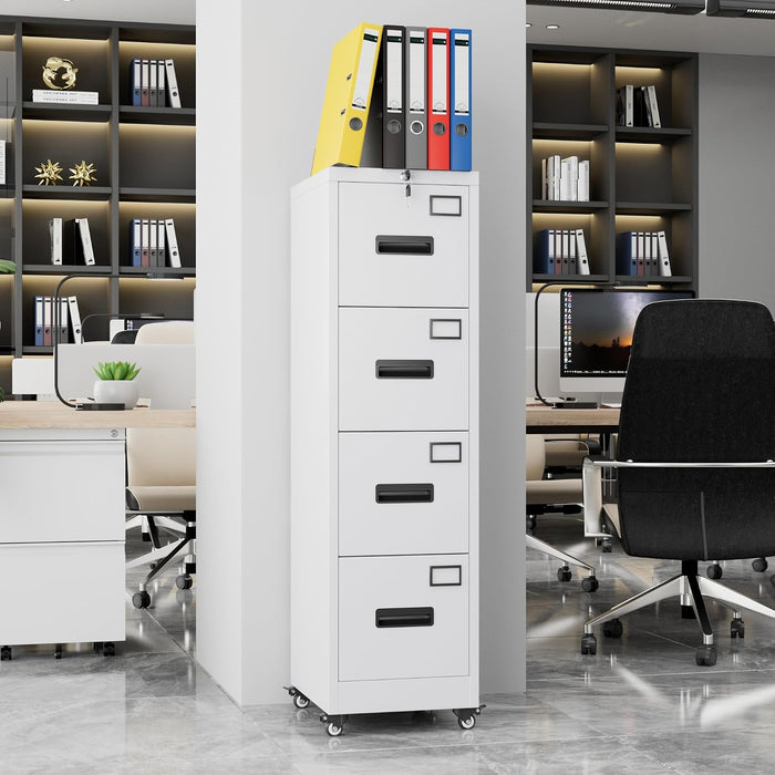 White IndustrialGrade 4 Drawer File Cabinet Lockable