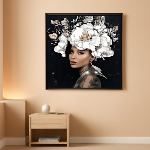 Vintage Wall Art, 3D Oil Texture Paintings Wall Decor, Floral Woman Wall Art, Room Aesthetics Decorative Modern Floral Art Women for Living Room, Bedroom, Office, 40X40 In