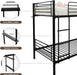 Bunk Bed Twin over Twin for Kids/Teens/Adults Heavy Duty Bunk Bed with Flat Ladder and 13 Inches High Guardrail, Metal Bunk Bed with Stairs, Black