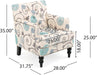 Harrison Fabric Tufted Club Chair, White / Blue (29.5"D X 28"W X 33.5"H)