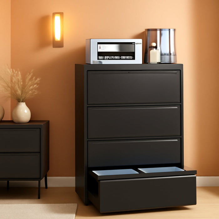 4 Drawer Lateral File Cabinet with Lock, Heavy Duty Wide Steel Filing Cabinet for Home Office, 36" W Horizontal Storage Cabinet for Letter/Legal/A4/F4 Hanging Files, Easy Assembly (Black)