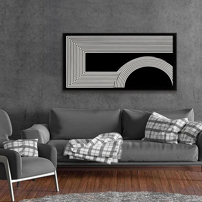 Canvas Art Wall Decor Modern Line Art Prints Black and White Abstract Art Print Painting Modern Artwork Decorations for Living Room Pictures for Bedroom Office Home Wall Decor 24 X 48 in with Framed