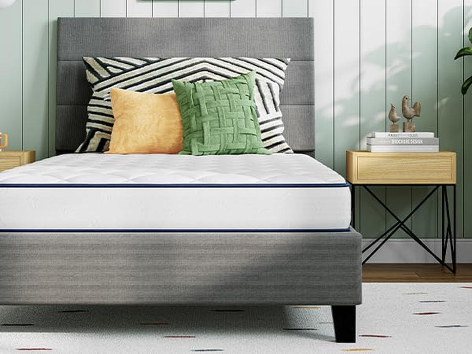 Novill 8 Inch Twin Mattress in a Box， Foam and Spring Hybrid Mattress, Medium Support, Certipur-Us Certified Foam, Steel Coils for Durable Design, Guest and Youth Bedroom, Eco-Friendly Packaging
