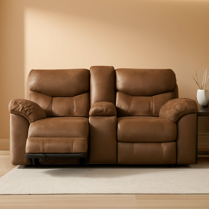 Brown Faux Leather Recliner Loveseat