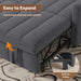 Three In One Convertible Sleeper Sofa Bed With Adjustable Backrest Light Gray