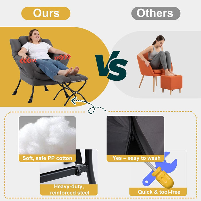 Dark Grey ExtraLarge Oversized Ottoman Reclining Chair