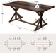 71" Farmhouse Dining Table for 5 6 8 People, Rectangular Kitchen Table W/Thickness Waterproof Wood Grain Tabletop (Brown, 71 X 35.4 X 30 In)